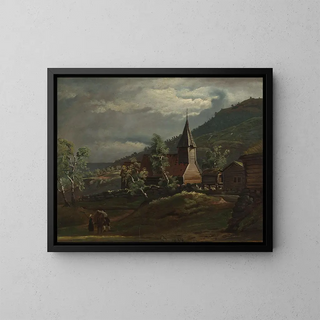 L'abbazia di Gaupne a Sogn - Knud Baade — quadro incorniciato alla parete