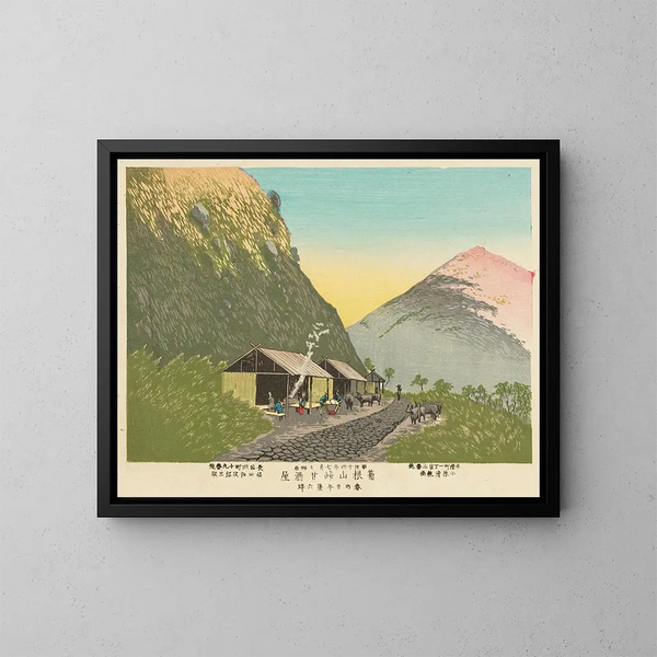 Maison de saké sucré au pied du mont Hakone, 18h00 un jour de printemps - Kobayashi Kiyochika — quadro incorniciato alla parete