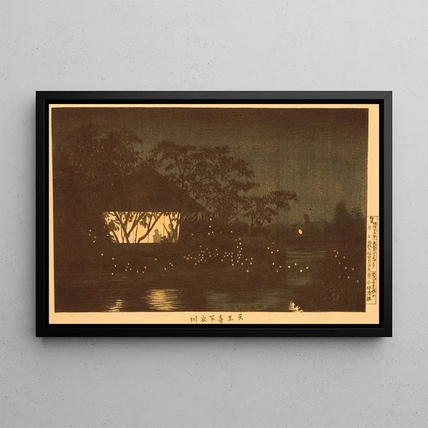 La Rivière Koromo sotto il tempio Tennji - Kobayashi Kiyochika — quadro incorniciato alla parete
