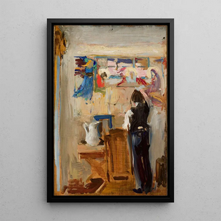 Konrad Krzyanowski - Painter Janusz Nawroczyski in the studio sketch.webp