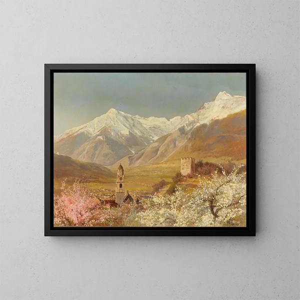 Vista su Merano in primavera - Konrad Petrides — quadro incorniciato alla parete