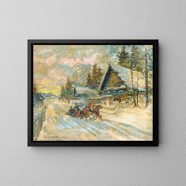 Accordéoniste dans un traîneau - Konstantin Alexeïevitch Korovine — quadro incorniciato alla parete