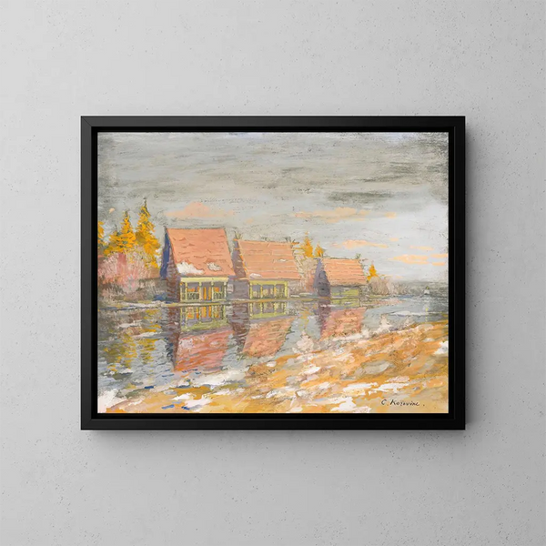 Datchas al bordo del fiume - Konstantin Alexeïevitch Korovine — quadro incorniciato alla parete