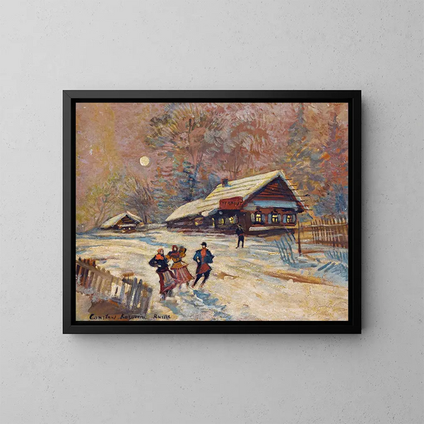 Fêteurs davanti alla taverna - Konstantin Alexeïevitch Korovine — quadro incorniciato alla parete