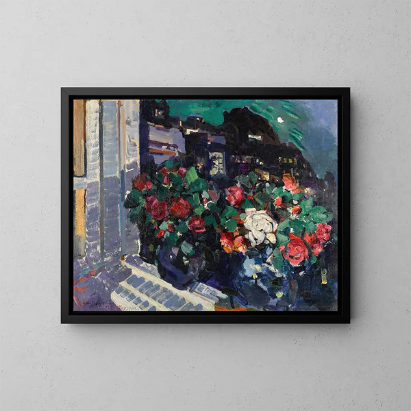 Rose su un davanzale a Gurzuf - Konstantin Alexeïevitch Korovine — quadro incorniciato alla parete
