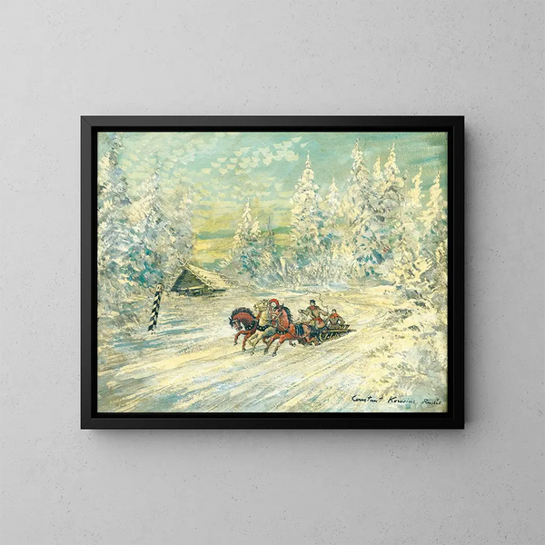 Troika nella neve - Konstantin Alexeïevitch Korovine — quadro incorniciato alla parete