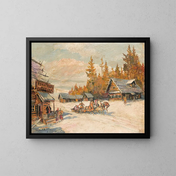 Passeggiata con slitta invernale - Konstantin Alexeïevitch Korovine — quadro incorniciato alla parete