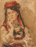 Ritratto di una giovane donna in abiti tradizionali - Konstantin Egorovich Makovsky — vista dell’opera