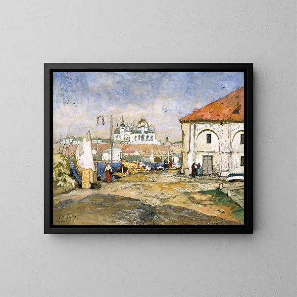 Quai nella città vecchia - Konstantin Ivanovich Gorbatov — quadro incorniciato alla parete