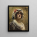 Ritratto di una giovane ragazza con una berretto in tessuto bianco - Konstantin Makovsky — quadro incorniciato alla parete