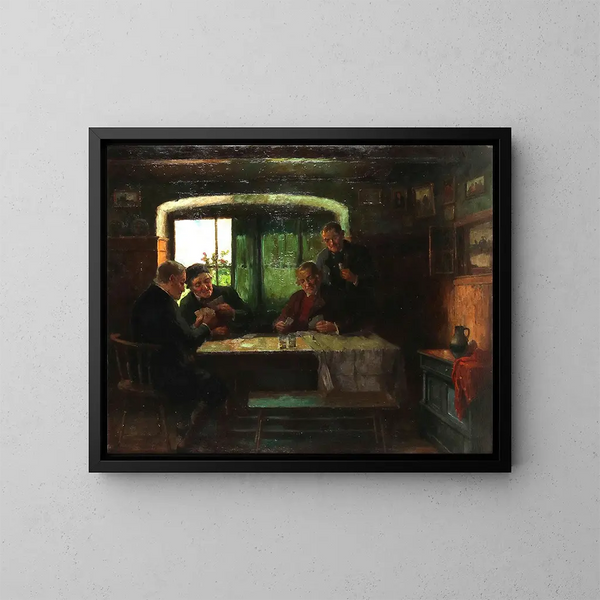 Le jeu di carte dei contadini - Konstantin Stoitzner — quadro incorniciato alla parete