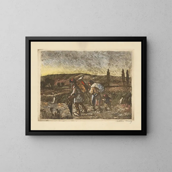 Ritorno della famiglia - Károly Kotász — quadro incorniciato alla parete