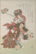 Due ballerini che eseguono una danza shakkymono kabuki dall'album Surimono della pioggia di primavera Harusame surimonoj vol 3 - Kubo Shunman — vista dell’opera