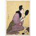 Riproduzione del dipinto Kuchi-beni - Dipingere le labbra - Kitagawa Utamaro