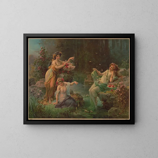 Kunstanstalten AG - Three women in draped fabric with flowers and butterflies.webp