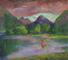 L'ingresso del fiume Tautira, pescatore tahitiano che pica un pesce - John La Farge — vista dell’opera