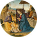 La Madonna e San Giuseppe che adorano il Bambino Cristo - Sebastiano di Bartolo Mainardi — ambientato in un interno