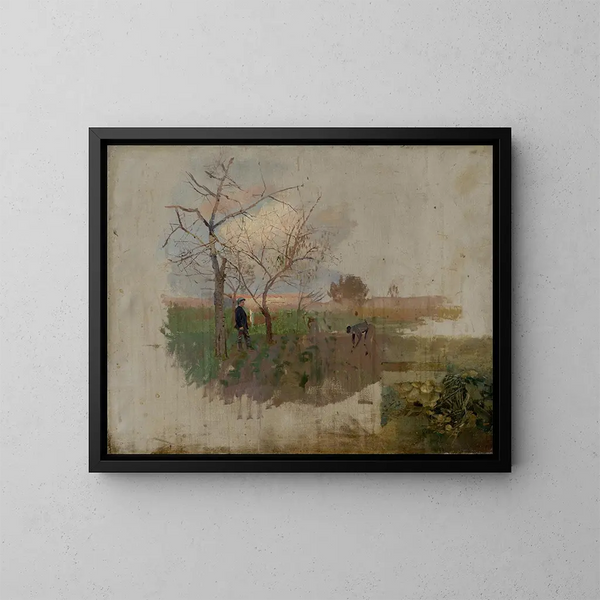 Autunno in un frutteto - Ladislav Mednyánszky — quadro incorniciato alla parete