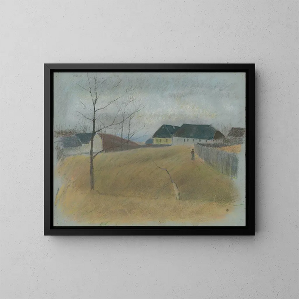 Alla fine del villaggio - Ladislav Mednyánszky — quadro incorniciato alla parete