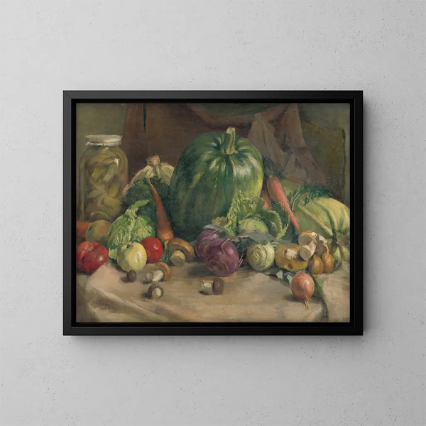 Nature morte con verdure - Ladislav Tresko — quadro incorniciato alla parete