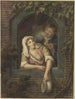 Una donna nuda svuota un catino dalla finestra, dietro di lei un giovane che fuma - Lambert Antonius Claessens — vista dell’opera