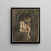 Una donna nuda svuota un catino dalla finestra, dietro di lei un giovane che fuma - Lambert Antonius Claessens — quadro incorniciato alla parete
