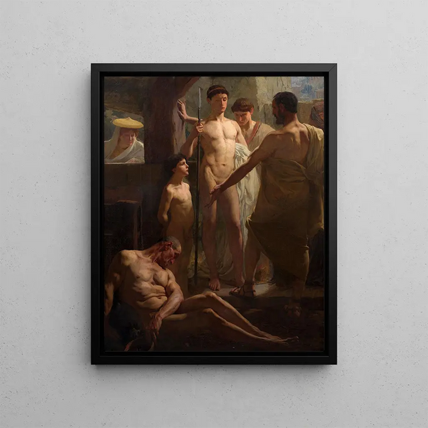 Laurent JacquotDefrance - A Spartan shows his sons a drunken helot.webp