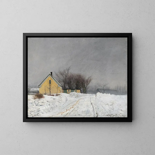 Laurits Andersen Ring - Foggy Winter Day To the Left a Yellow House Deep Snow.webp