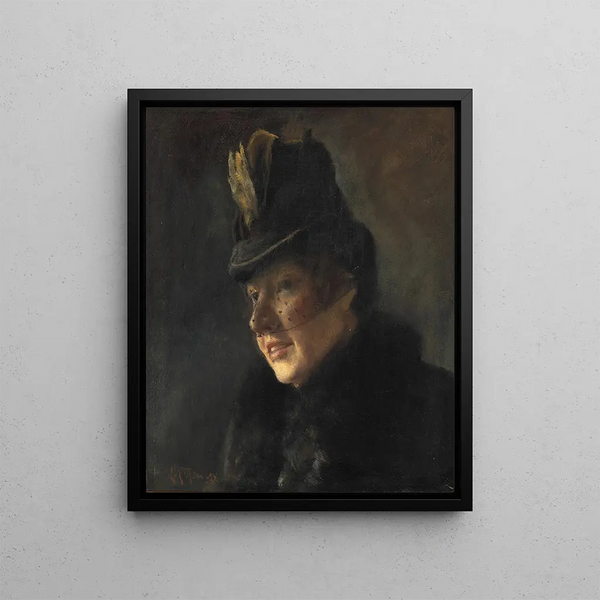 Laurits Andersen Ring - Portrt af en ung kvinde i frakke med pelskrave og hat med slr.webp