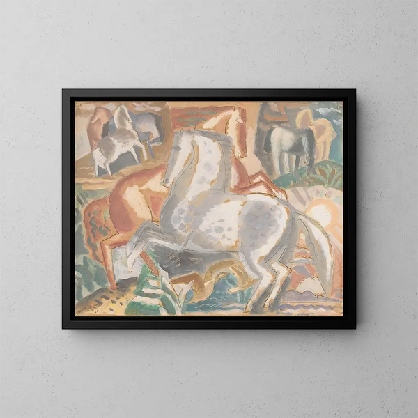 Cavalli nel paesaggio - Leo Gestel — quadro incorniciato alla parete