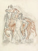 Foglio di bozza con un uomo nudo che tiene due cavalli - Leo Gestel — vista dell’opera