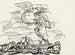 senza titolo, bozzetto di vignetta per la biografia di Gestel di Van der Pluym, vista su Woerden con sopra una mano tesa verso una tavolozza alata - Leo Gestel — vista dell’opera