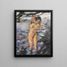 Donna nuda in piedi che si bagno - Leo Putz — quadro incorniciato alla parete