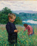 Fratelli e sorelle nei prati fioriti - Léon Giran-Max — vista dell’opera