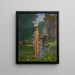 Donna nel giardino vicino a una fontana in primavera - Léon Kamir - Kaufmann — quadro incorniciato alla parete