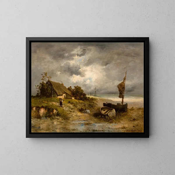 Una fattoria sul mare - Léon Richet — quadro incorniciato alla parete