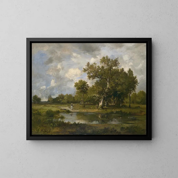 Paesaggio di Bach con passeggiatrice - Léon Richet — quadro incorniciato alla parete