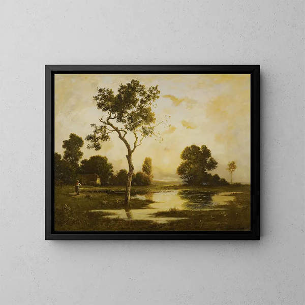 Ritorno alla fattoria, crepuscolo - Léon Richet — quadro incorniciato alla parete