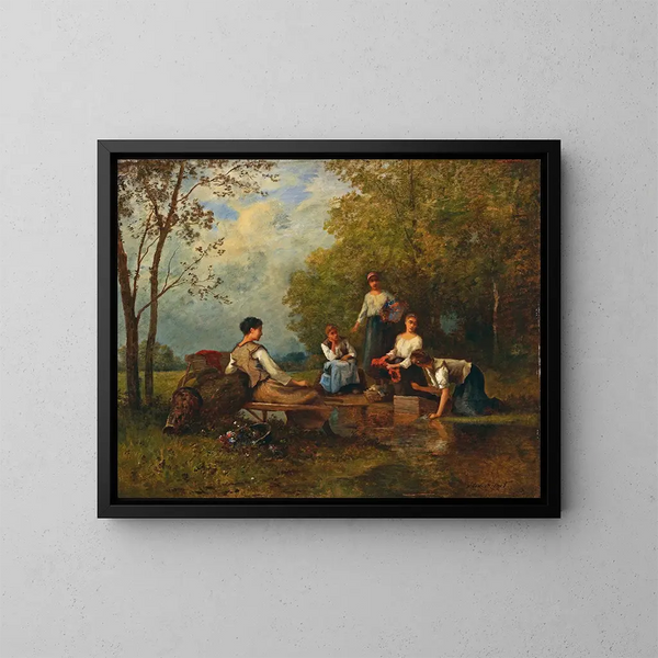 Laveuses - Léon Richet — quadro incorniciato alla parete