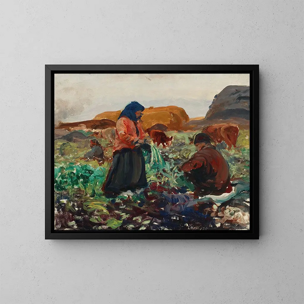 Raccolta delle barbabietole II - Leon Wyczółkowski — quadro incorniciato alla parete