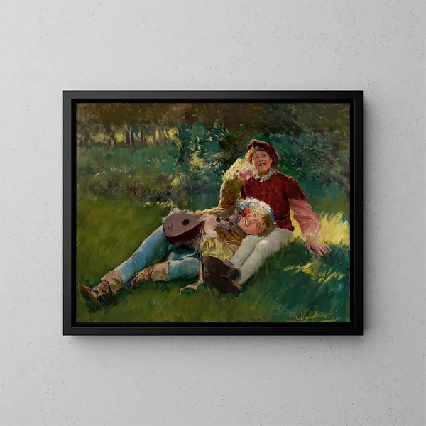 Bambini felici - Leon Wyczółkowski — quadro incorniciato alla parete