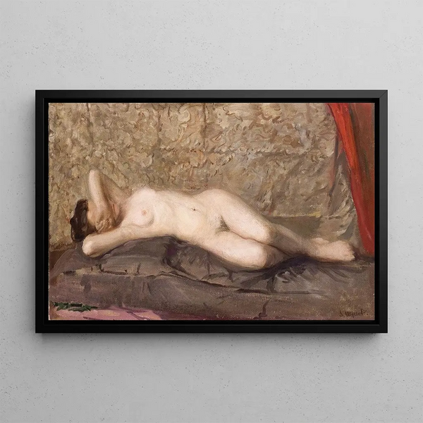 Donna nuda sdraiata - Leon Wyczółkowski — quadro incorniciato alla parete