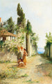 Tre ragazze che raccolgono rose - Leontine von Littrow — vista dell’opera