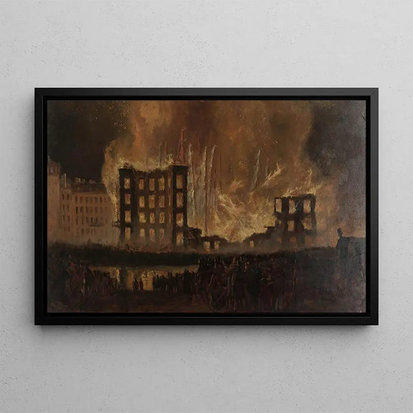 L'incendio del teatro Treumann il 9 giugno 1863 - Leopold Munsch — quadro incorniciato alla parete