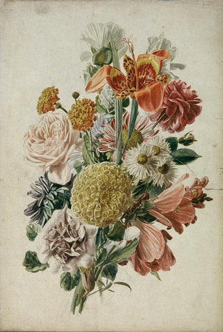 Leopold von Stoll - Blumenstrau mit Tagetes und Lilie.webp