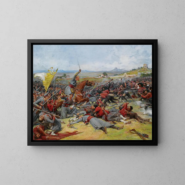 La battaglia vicino a Mentana - Lionel Royer — quadro incorniciato alla parete