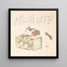 Libri della biblioteca di Kanazawa e gatto straniero del tempio di Shmyji - Kubo Shunman — quadro incorniciato alla parete