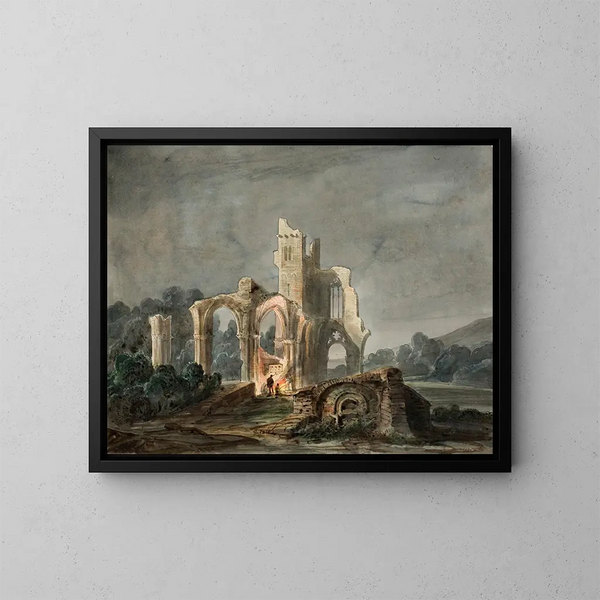 Paesaggio notturno con rovine gotiche - Lluís Rigalt — quadro incorniciato alla parete