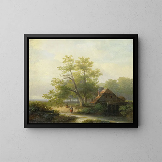Lodewijk Hendrik Arends - A Watermill in a Woody Landscape.webp