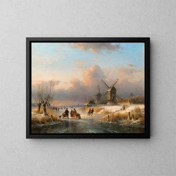 Piaceri del pattinaggio in inverno - Lodewijk Johannes Kleijn — quadro incorniciato alla parete